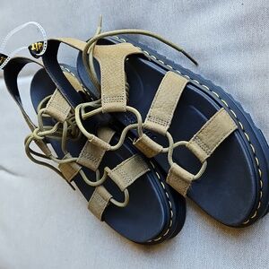 Dr Martens Nartilla Gladiator Lace-up Leather Sandals, Muted Olive, Sz 11